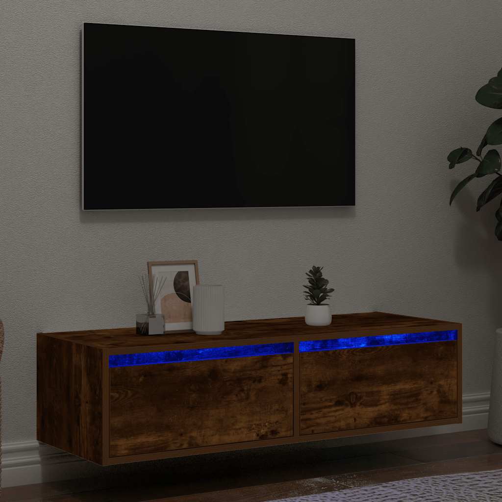 Έπιπλο Τηλεόρασης με LED Καπνιστή Δρυς 100X35,5x25 εκ. - Pakobazaar