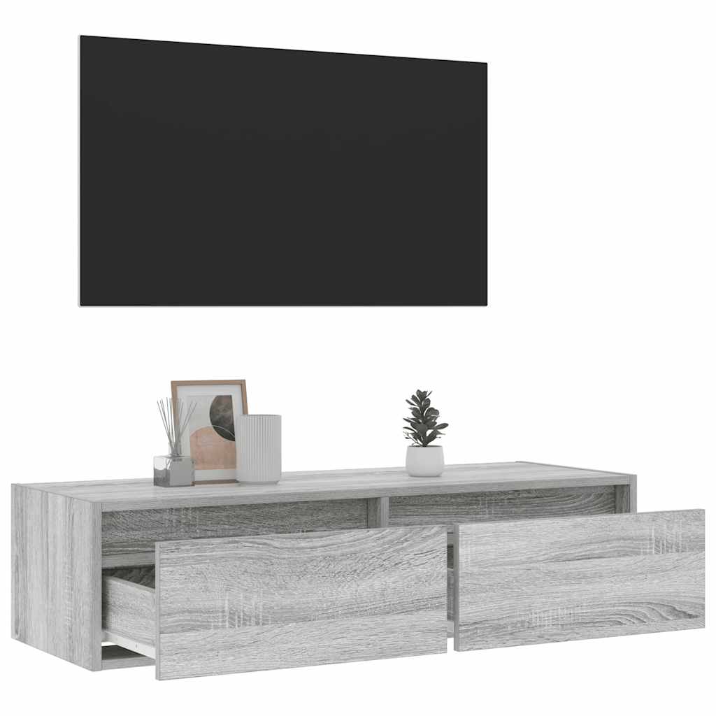 Έπιπλο Τηλεόρασης με LED Γκρι Sonoma 100X35,5x25 εκ. - Pakobazaar
