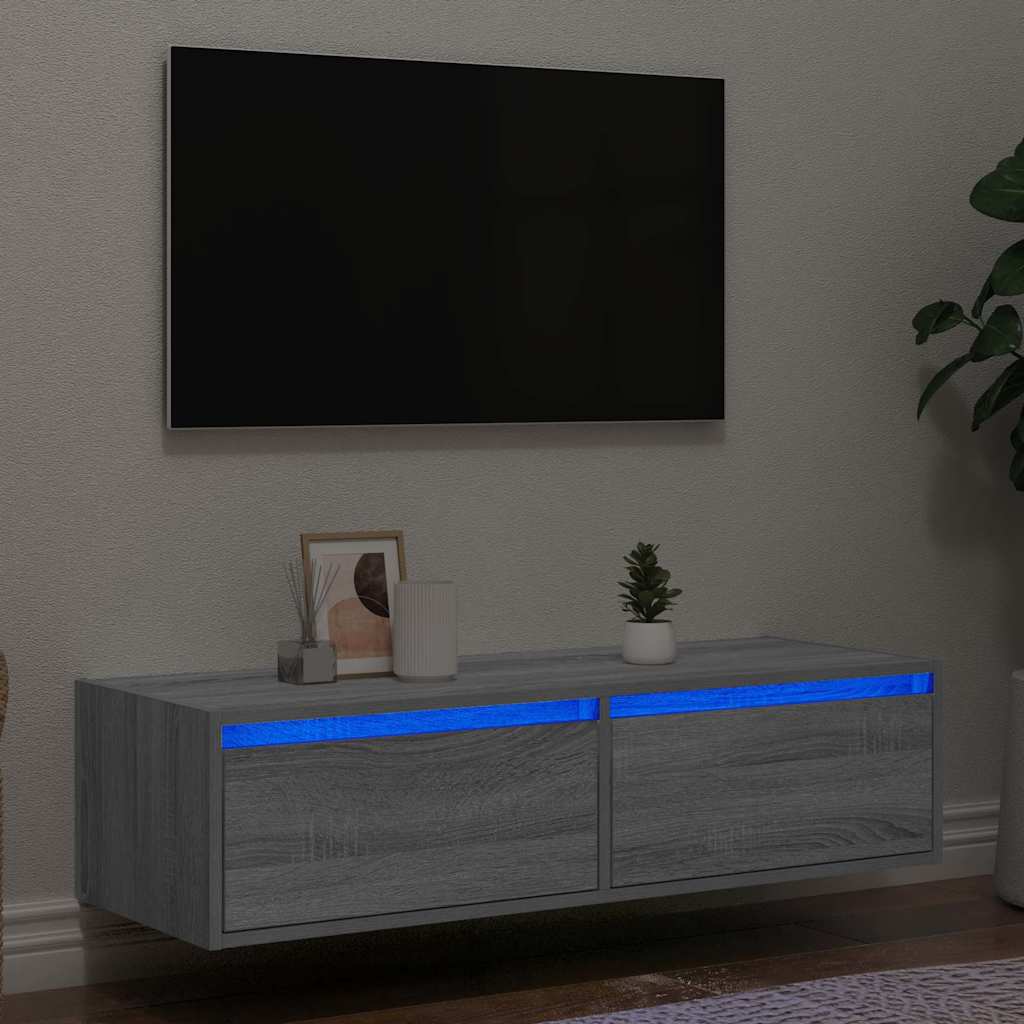 Έπιπλο Τηλεόρασης με LED Γκρι Sonoma 100X35,5x25 εκ. - Pakobazaar