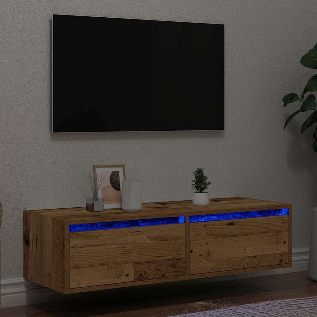 Έπιπλο Τηλεόρασης με LED Όψη Παλαιού Ξύλου 100X35,5x25 εκ. - Pakobazaar