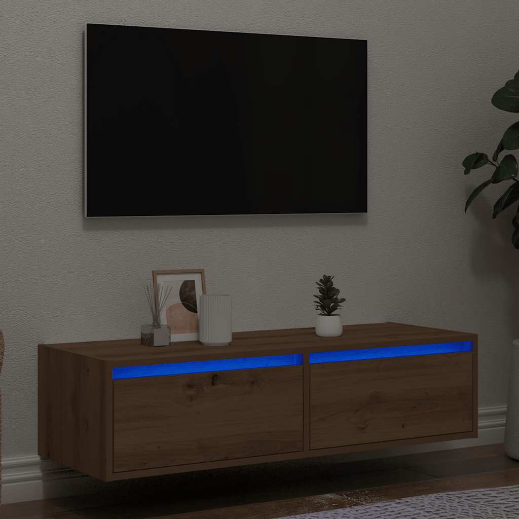 Έπιπλο Τηλεόρασης με LED Τεχνίτης βελανιδιά 100X35,5x25 εκ. - Pakobazaar