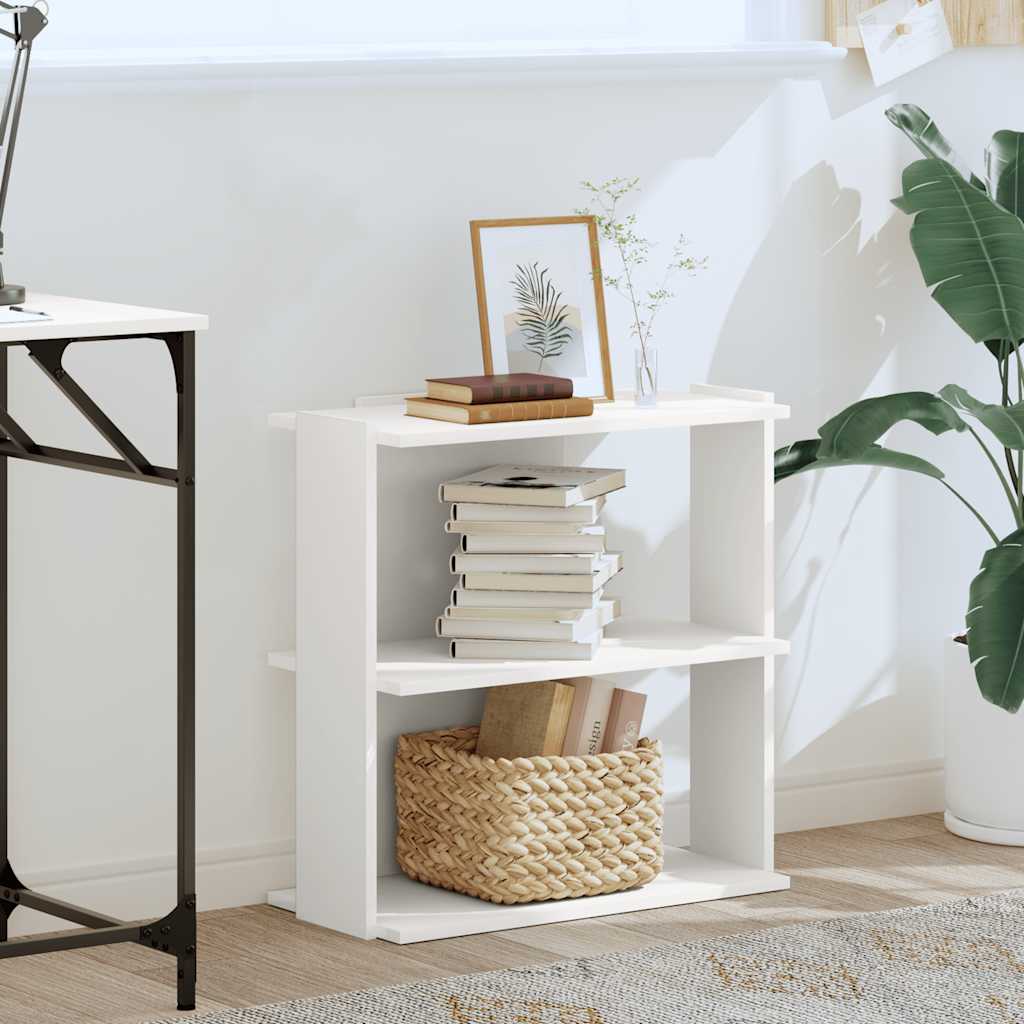Βιβλιοθήκη 3 επιπέδων Λευκό 60x30x60 cm Ξύλινη κατασκευή - Pakobazaar