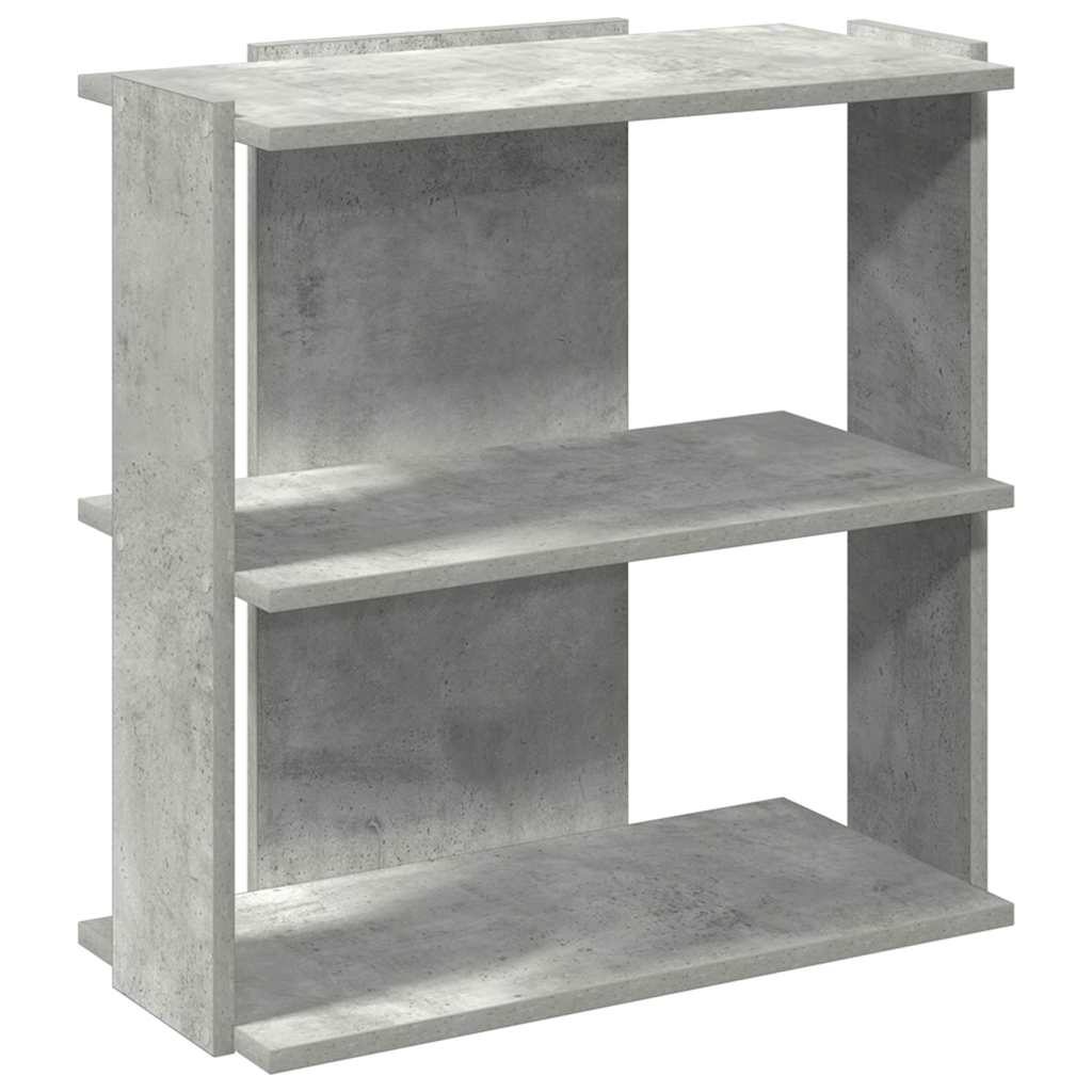 Βιβλιοθήκη 3 επιπέδων Μπετόν Γκρι 60x30x60 cm Ξύλινη κατασκευή