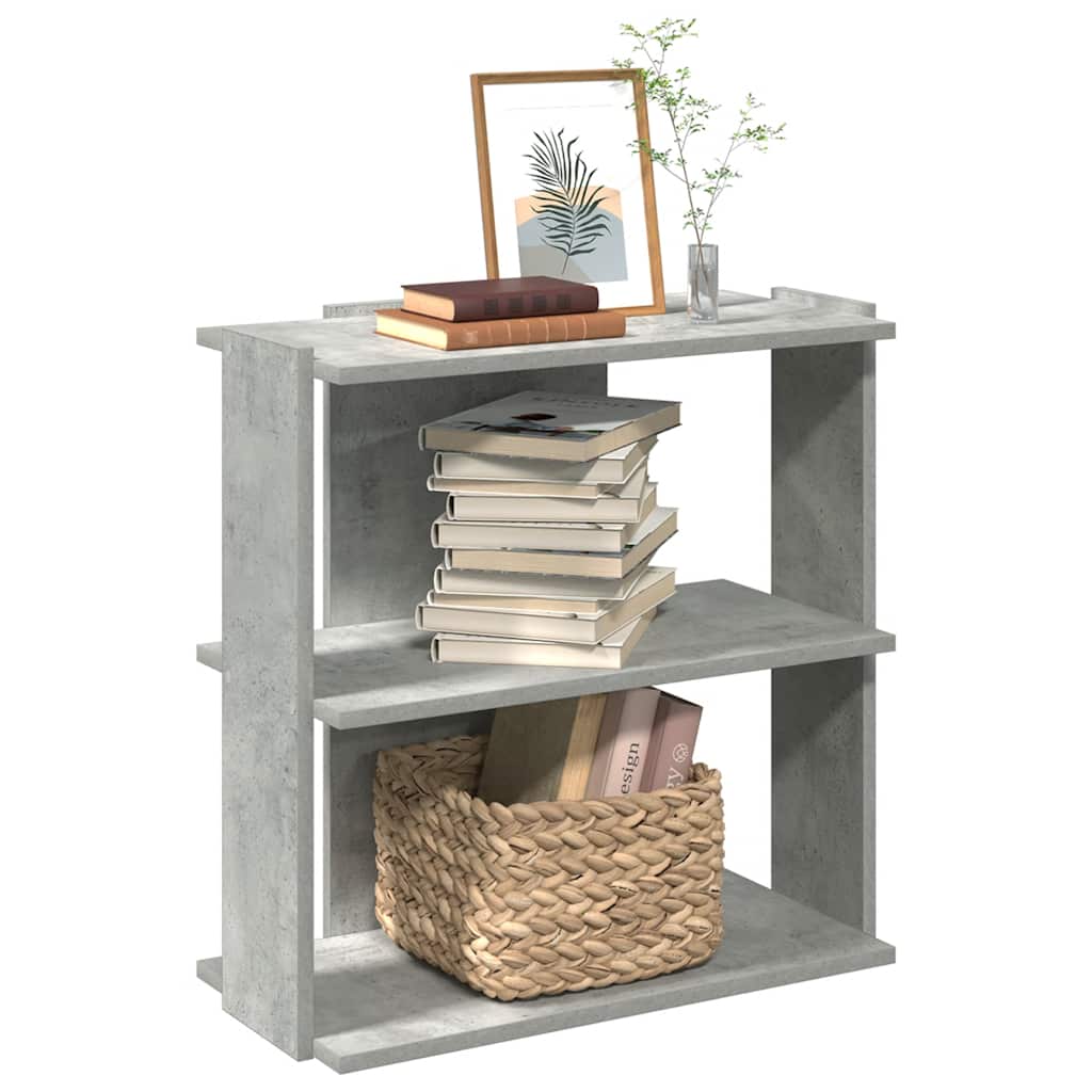 Βιβλιοθήκη 3 επιπέδων Μπετόν Γκρι 60x30x60 cm Ξύλινη κατασκευή