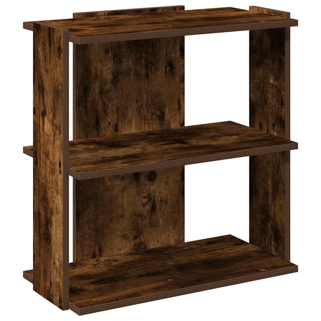 Βιβλιοθήκη 3 Επιπέδων Καπνιστή Δρυς 60x30x60 εκ. Επεξεργ. Ξύλο