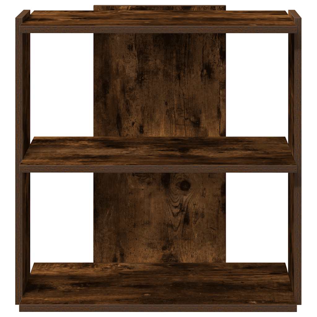 Βιβλιοθήκη 3 Επιπέδων Καπνιστή Δρυς 60x30x60 εκ. Επεξεργ. Ξύλο