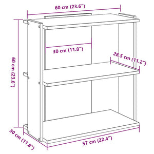 Βιβλιοθήκη 3 Επιπέδων Καπνιστή Δρυς 60x30x60 εκ. Επεξεργ. Ξύλο