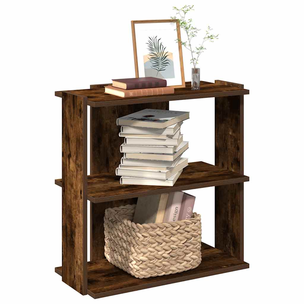 Βιβλιοθήκη 3 Επιπέδων Καπνιστή Δρυς 60x30x60 εκ. Επεξεργ. Ξύλο