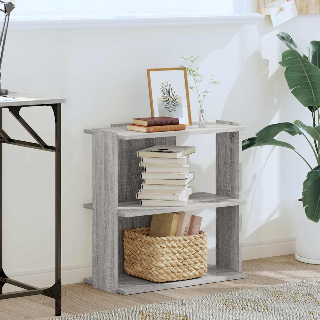 Βιβλιοθήκη 3 Επιπέδων Γκρι Sonoma 60x30x60 εκ. Επεξεργ. Ξύλο