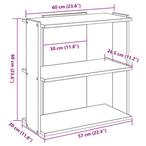 Βιβλιοθήκη 3 Επιπέδων Γκρι Sonoma 60x30x60 εκ. Επεξεργ. Ξύλο