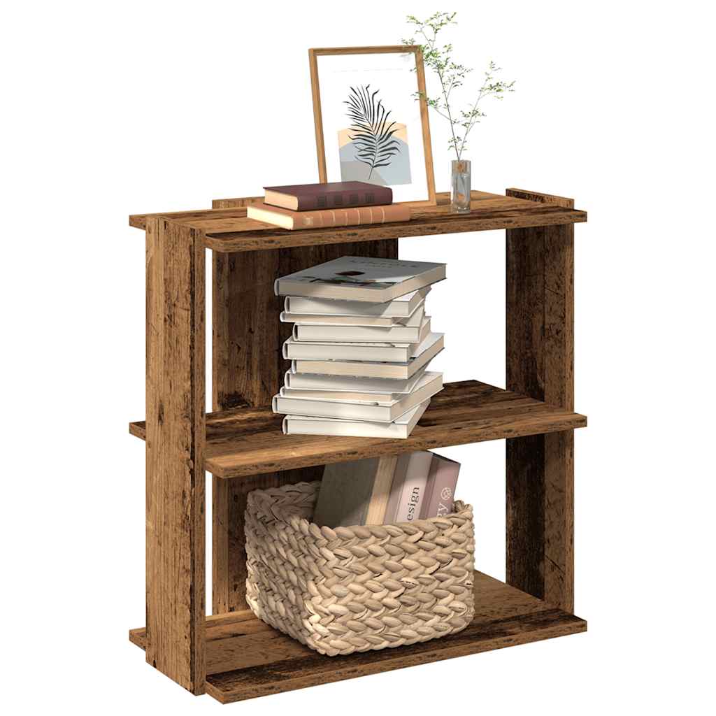 Βιβλιοθήκη 3 επιπέδων Παλιό Ξύλο 60x30x60 cm Ξύλινη κατασκευή