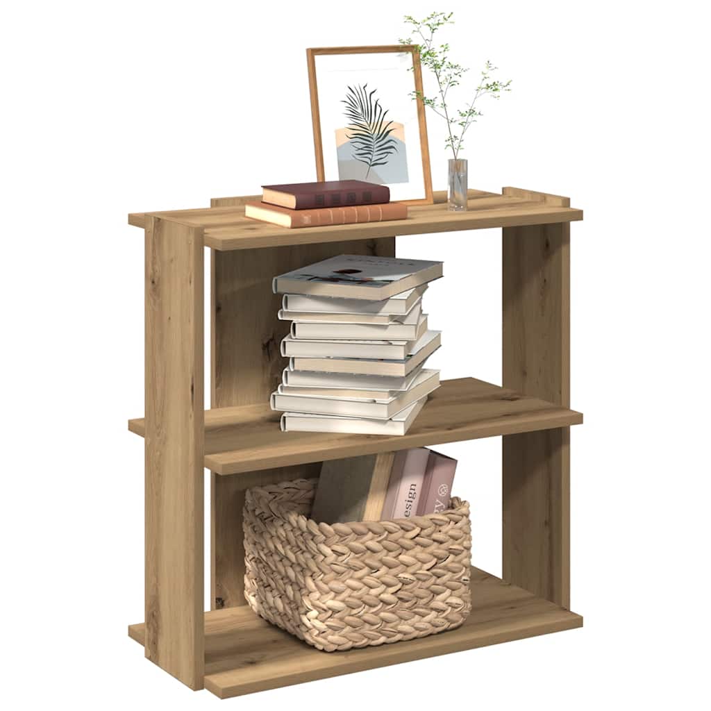 Βιβλιοθήκη 3 επιπέδων Δρυς τεχνίτης 60x30x60 cm - Pakobazaar