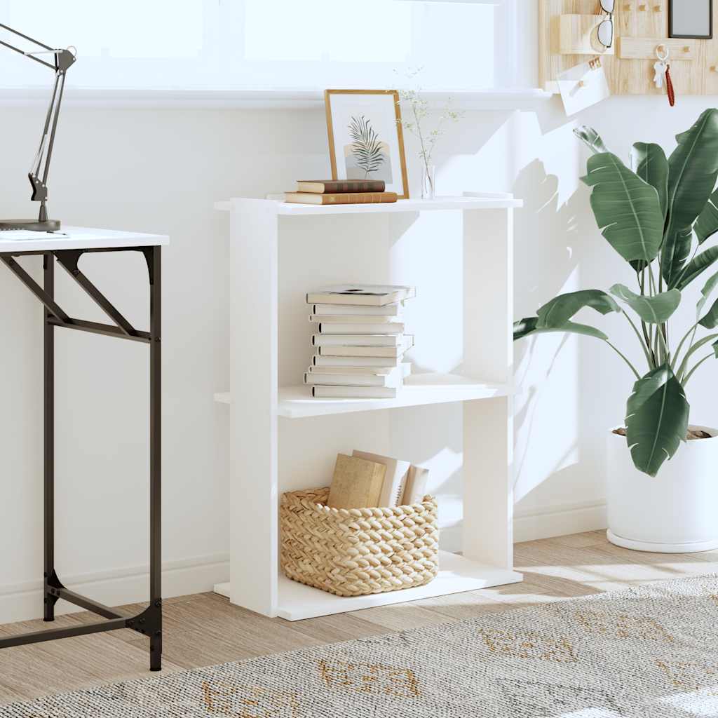 Βιβλιοθήκη 3 επιπέδων Λευκό 60x30x80 cm Ξύλινη κατασκευή
