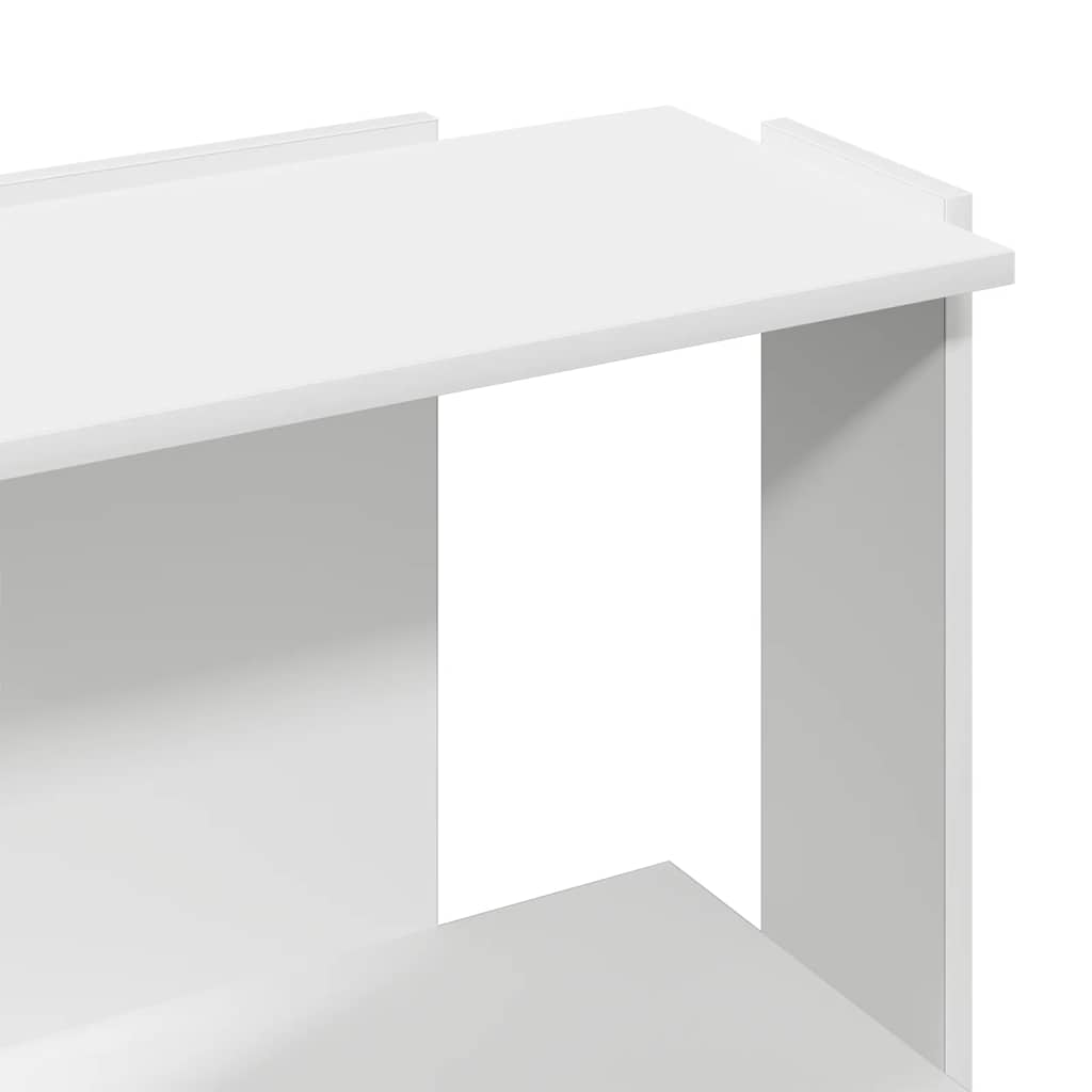 Βιβλιοθήκη 3 επιπέδων Λευκό 60x30x80 cm Ξύλινη κατασκευή