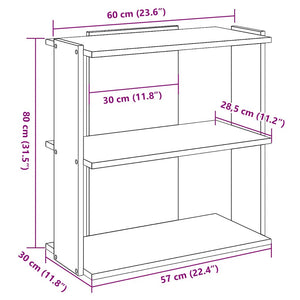 Βιβλιοθήκη 3 επιπέδων Λευκό 60x30x80 cm Ξύλινη κατασκευή