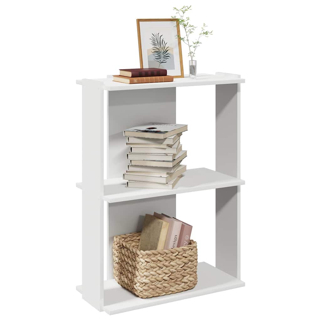 Βιβλιοθήκη 3 επιπέδων Λευκό 60x30x80 cm Ξύλινη κατασκευή