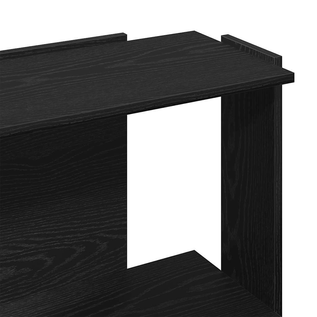 Βιβλιοθήκη 3 Επιπέδων Μαύρη 60x30x80 εκ. από Επεξεργ. Ξύλο