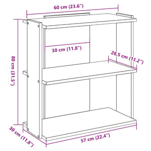 Βιβλιοθήκη 3 Επιπέδων Sonoma Δρυς 60x30x80 εκ. Επεξεργ. Ξύλο