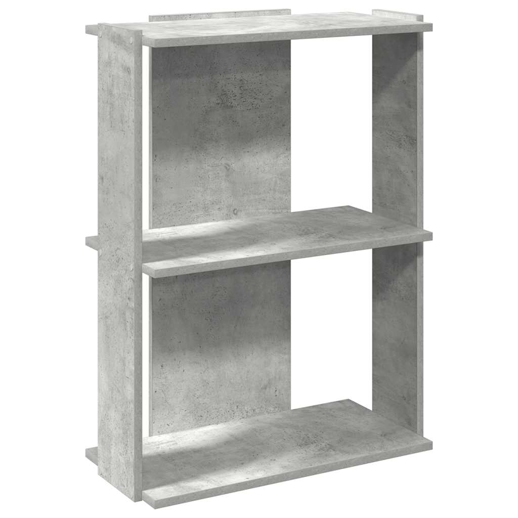 Βιβλιοθήκη 3 επιπέδων Μπετόν Γκρι 60x30x80 cm Ξύλινη κατασκευή
