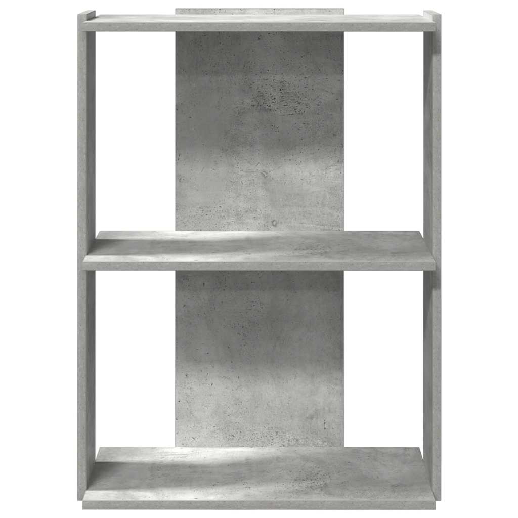 Βιβλιοθήκη 3 επιπέδων Μπετόν Γκρι 60x30x80 cm Ξύλινη κατασκευή