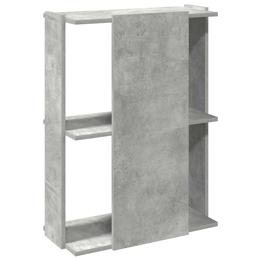 Βιβλιοθήκη 3 επιπέδων Μπετόν Γκρι 60x30x80 cm Ξύλινη κατασκευή