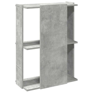 Βιβλιοθήκη 3 επιπέδων Μπετόν Γκρι 60x30x80 cm Ξύλινη κατασκευή