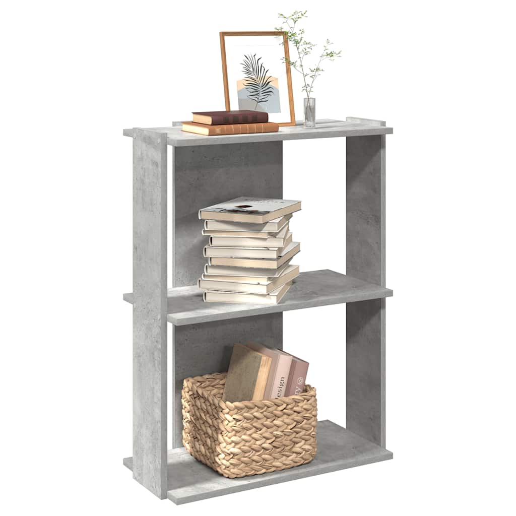 Βιβλιοθήκη 3 επιπέδων Μπετόν Γκρι 60x30x80 cm Ξύλινη κατασκευή