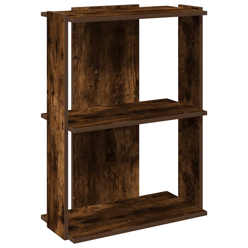 Βιβλιοθήκη 3 Επιπέδων Καπνιστή Δρυς 60x30x80 εκ. Επεξεργ. Ξύλο