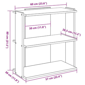 Βιβλιοθήκη 3 Επιπέδων Καπνιστή Δρυς 60x30x80 εκ. Επεξεργ. Ξύλο