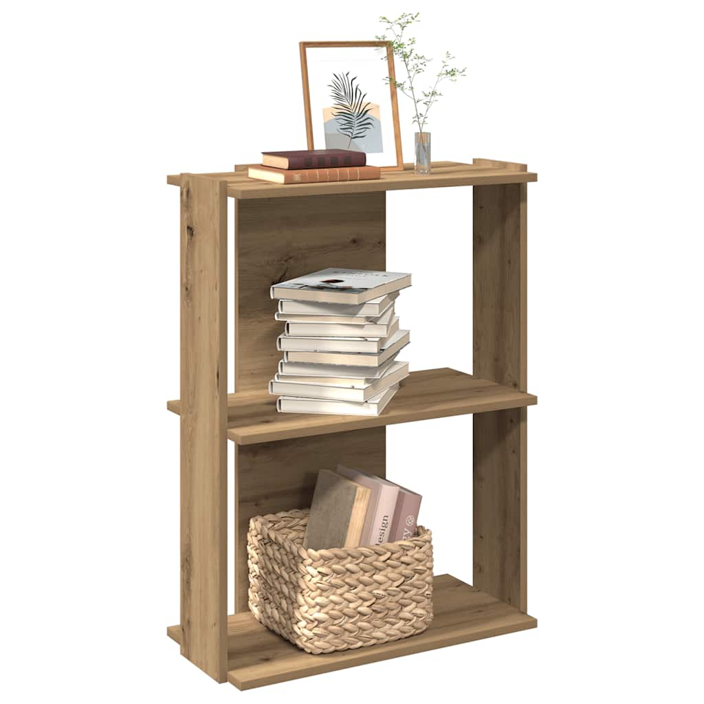 Βιβλιοθήκη 3 επιπέδων Δρυς τεχνίτης 60x30x80 cm