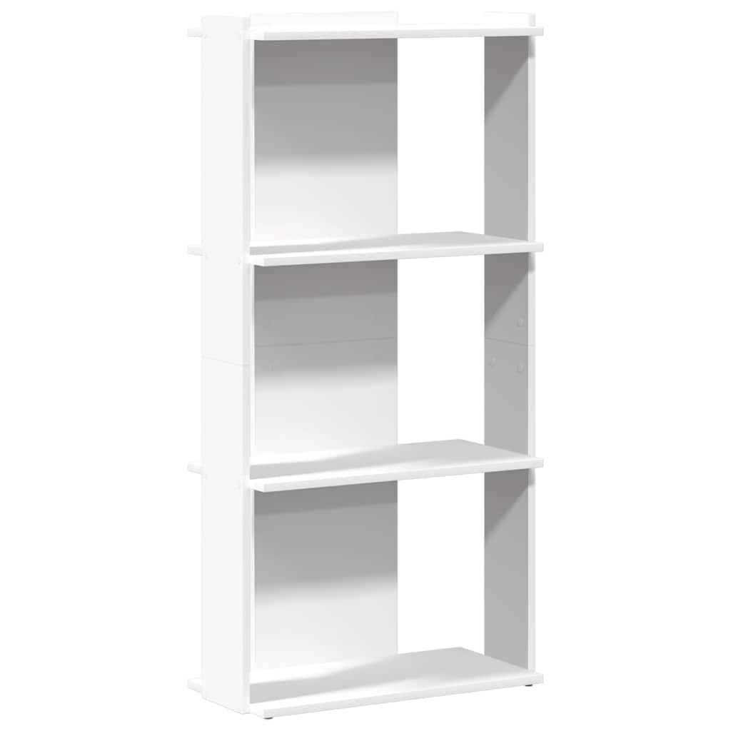 Βιβλιοθήκη 3 επιπέδων Λευκό 60x30x120 cm Ξύλινη κατασκευή