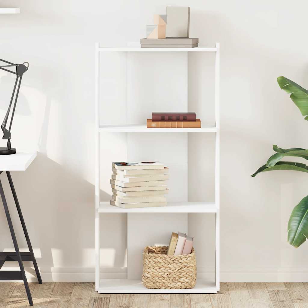 Βιβλιοθήκη 3 επιπέδων Λευκό 60x30x120 cm Ξύλινη κατασκευή