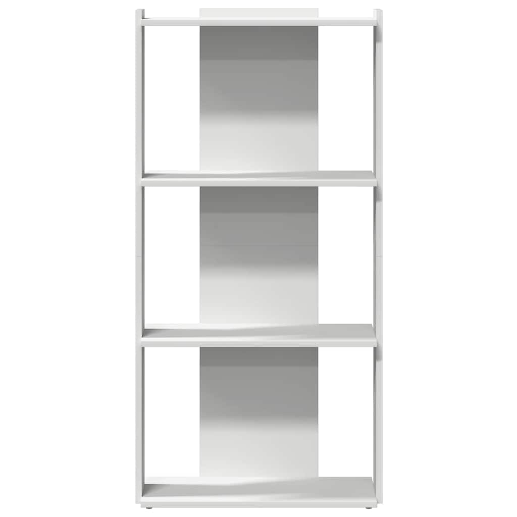 Βιβλιοθήκη 3 επιπέδων Λευκό 60x30x120 cm Ξύλινη κατασκευή