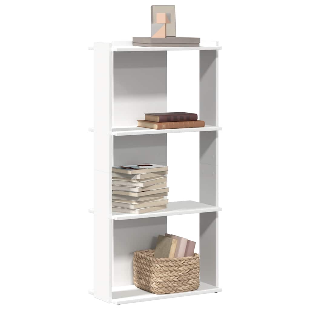 Βιβλιοθήκη 3 επιπέδων Λευκό 60x30x120 cm Ξύλινη κατασκευή