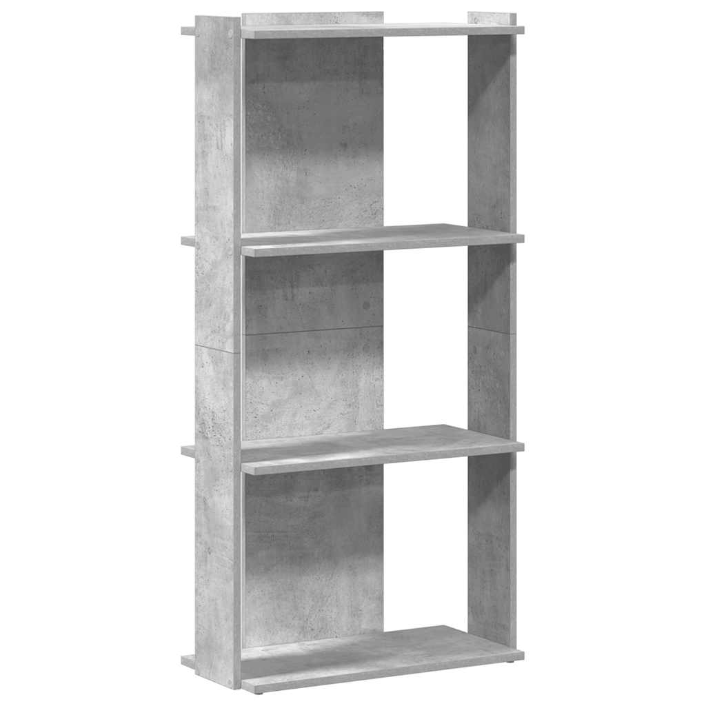 Βιβλιοθήκη 3 επιπέδων Μπετόν Γκρι 60x30x120 cm Ξύλινη κατασκευή