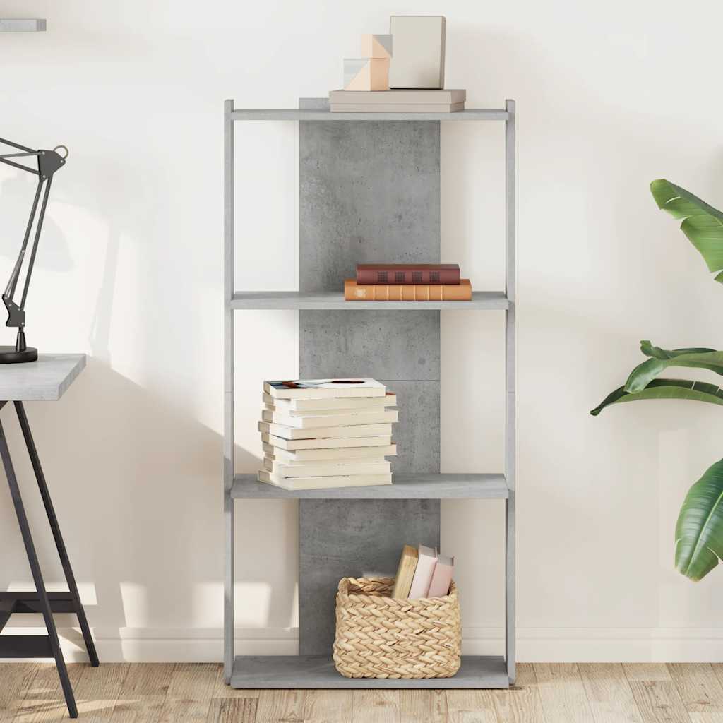 Βιβλιοθήκη 3 επιπέδων Μπετόν Γκρι 60x30x120 cm Ξύλινη κατασκευή