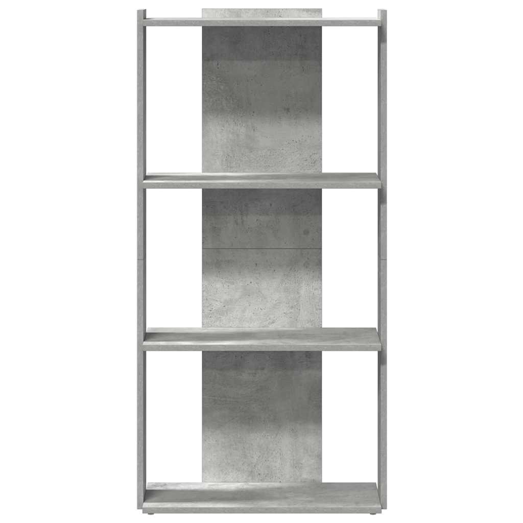 Βιβλιοθήκη 3 επιπέδων Μπετόν Γκρι 60x30x120 cm Ξύλινη κατασκευή