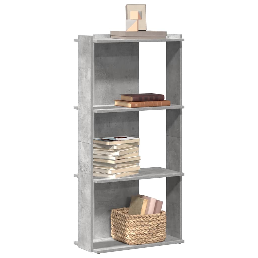 Βιβλιοθήκη 3 επιπέδων Μπετόν Γκρι 60x30x120 cm Ξύλινη κατασκευή