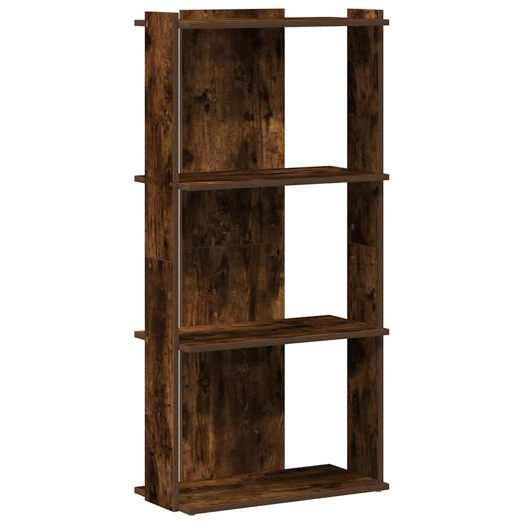 Βιβλιοθήκη 3 Επιπέδων Καπνιστή Δρυς 60x30x120 εκ. Επεξεργ. Ξύλο