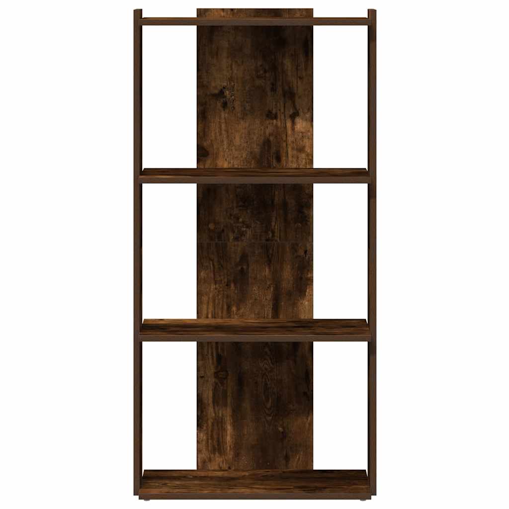 Βιβλιοθήκη 3 Επιπέδων Καπνιστή Δρυς 60x30x120 εκ. Επεξεργ. Ξύλο