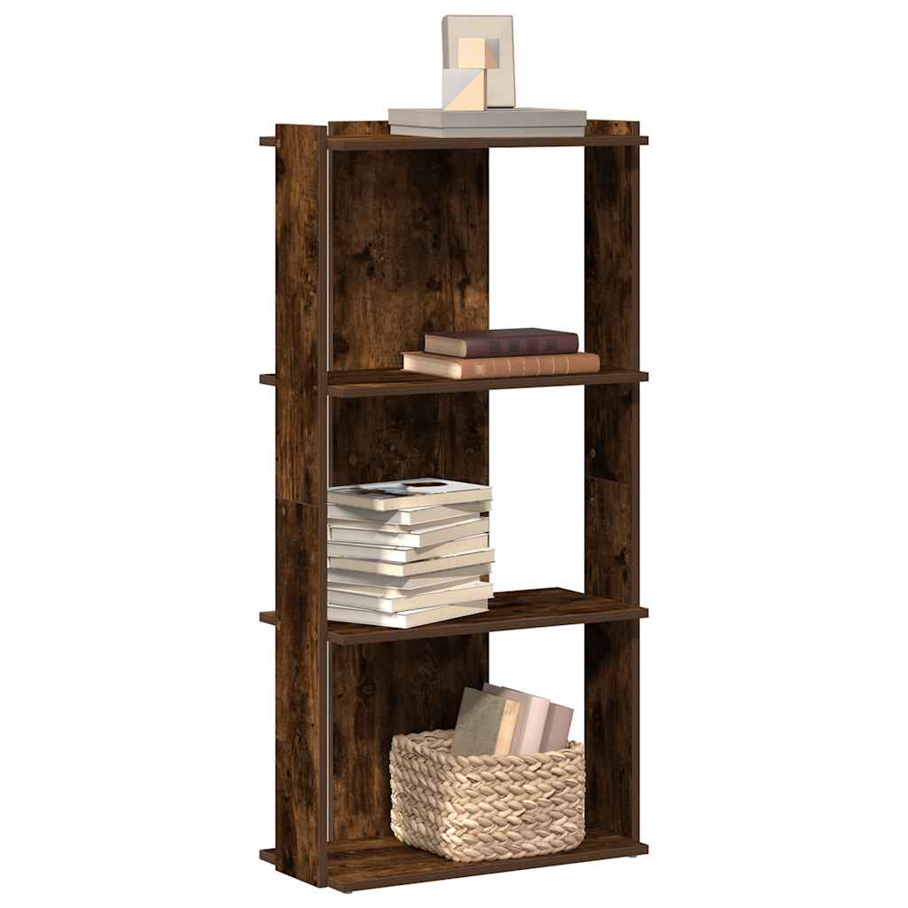 Βιβλιοθήκη 3 Επιπέδων Καπνιστή Δρυς 60x30x120 εκ. Επεξεργ. Ξύλο