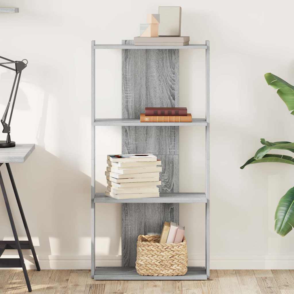 Βιβλιοθήκη 3 Επιπέδων Γκρι Sonoma 60x30x120 εκ. Επεξεργ. Ξύλο