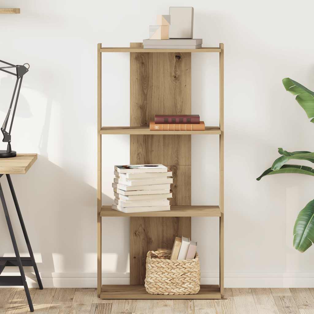Βιβλιοθήκη 3 επιπέδων Δρυς τεχνίτης 60x30x120 cm