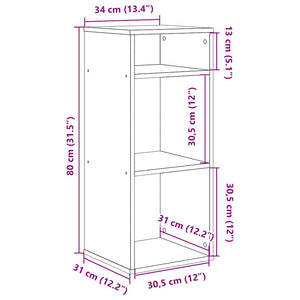 Βιβλιοθήκη με 5 Ράφια Μαύρη 34x31x80 εκ. Επεξεργασμένο Ξύλο - Pakobazaar