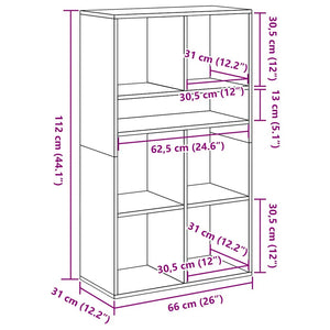 Βιβλιοθήκη με 5 Ράφια Λευκή 66x31x112 εκ. Επεξεργασμένο Ξύλο - Pakobazaar