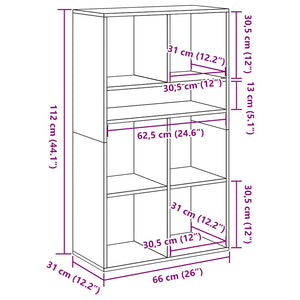 Βιβλιοθήκη Καφέ Δρυς 66x31x112 εκ. από Επεξεργασμένο Ξύλο