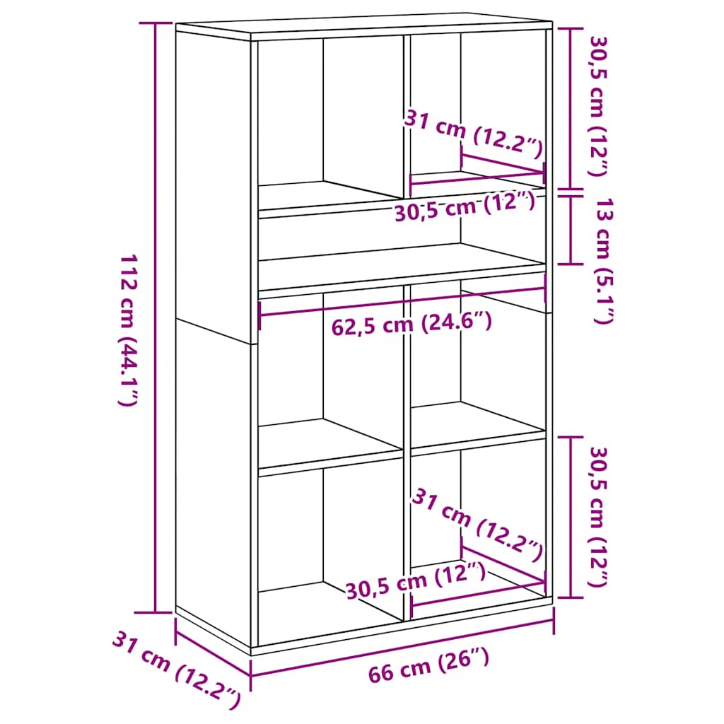 Βιβλιοθήκη Γκρι Sonoma 66x31x112 εκ. από Επεξεργασμένο Ξύλο