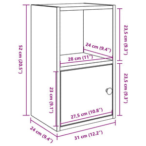 Βιβλιοθήκη Γκρι Σκυροδέματος 31x24x52 εκ. Επεξεργ. Ξύλο