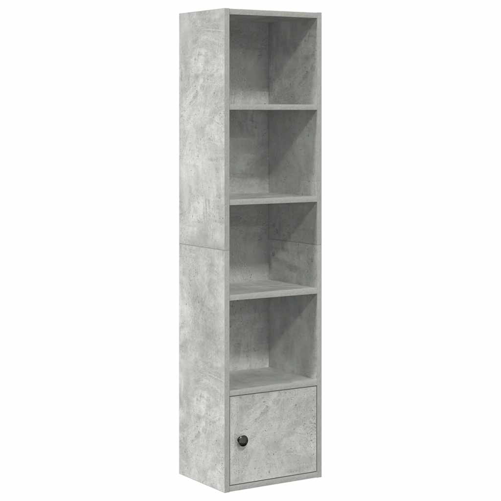 Βιβλιοθήκη Γκρι Σκυροδέματος 31x24x127 εκ. Επεξεργ. Ξύλο