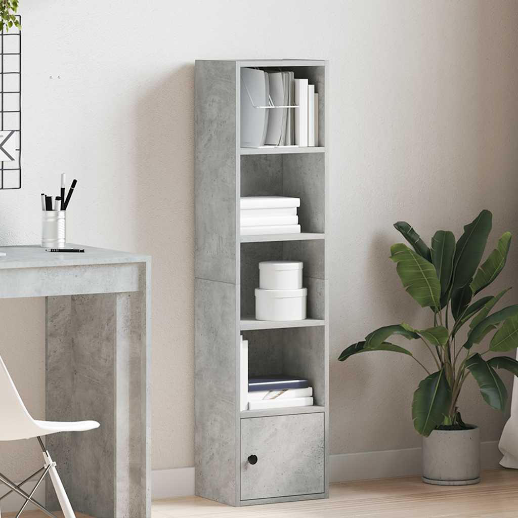 Βιβλιοθήκη Γκρι Σκυροδέματος 31x24x127 εκ. Επεξεργ. Ξύλο